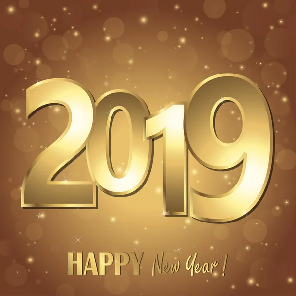 Bonne Année 2019 Salutations Avec Des Chiffres Fond Brun — Image vectorielle