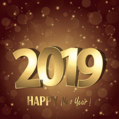 golden numaraları ve kahverengi zemin ile mutlu yeni yıl 2019 selamlar