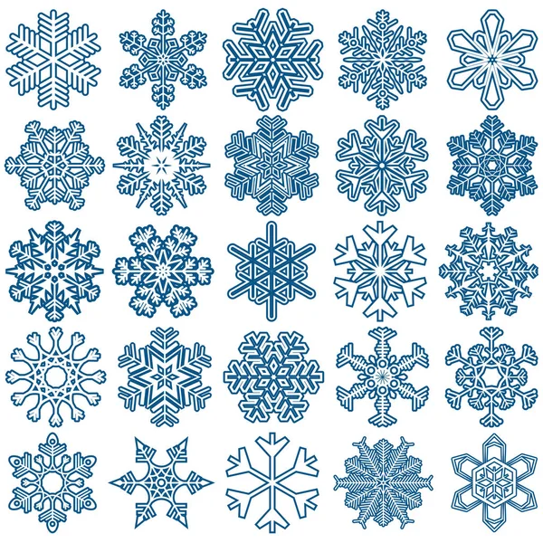 Noel Kış Zaman Kavramları Için Farklı Soyut Kar Pul Koleksiyonu — Stok Vektör