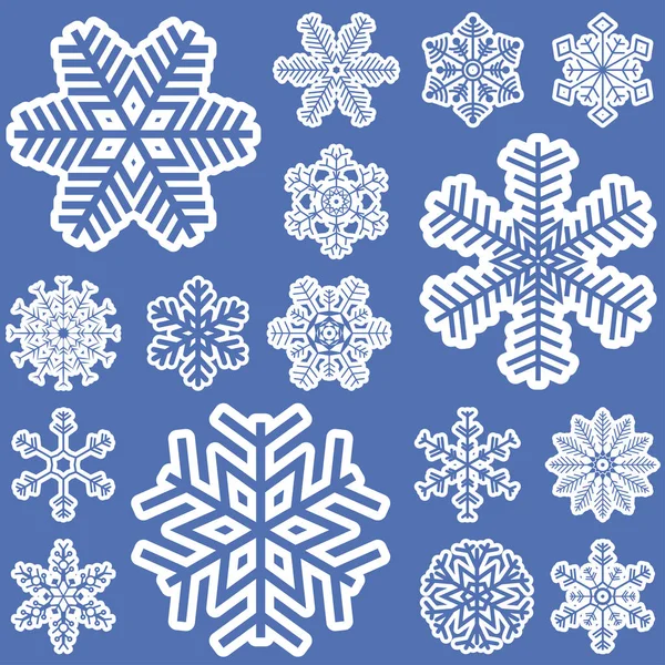 Kolekce Různých Abstraktní Sněhových Vloček Pro Vánoční Zimní Čas Pojmy — Stockový vektor