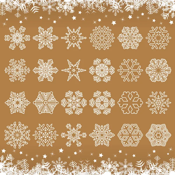 Colección Diferentes Copos Nieve Abstractos Para Navidad Conceptos Invierno — Vector de stock