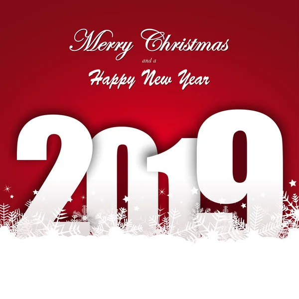 Fond Avec Chutes Neige Salutations Pour Noël Nouvel 2019 — Image vectorielle