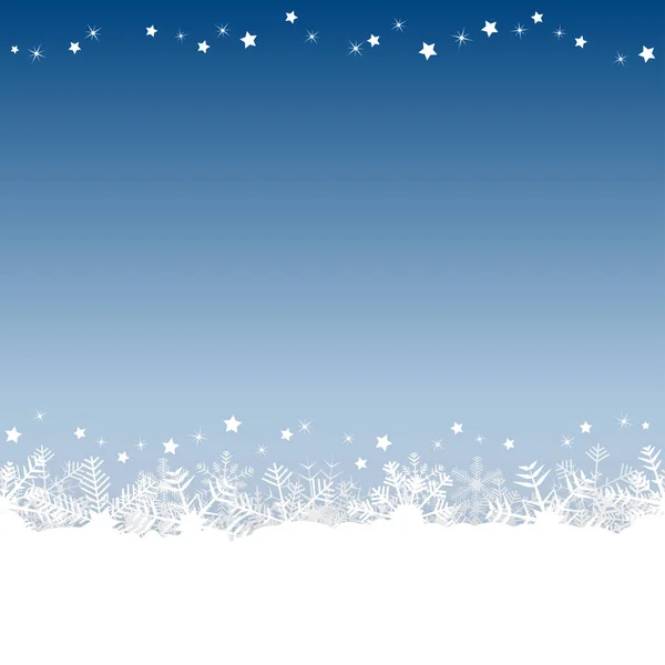 Copos Nieve Blancos Lado Inferior Fondo Navidad Color Azul — Vector de stock