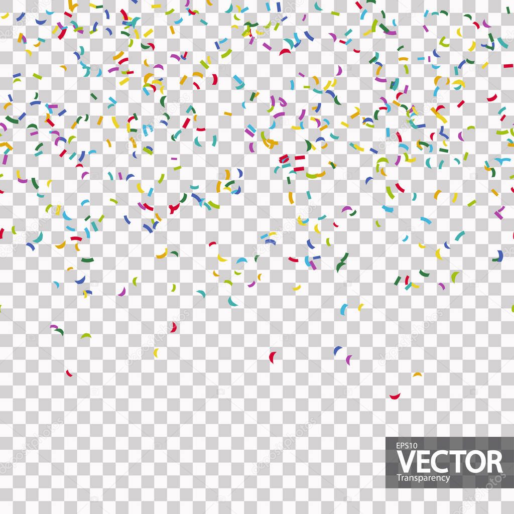 seamless background with different colored confetti for party time with transparency in vector fil