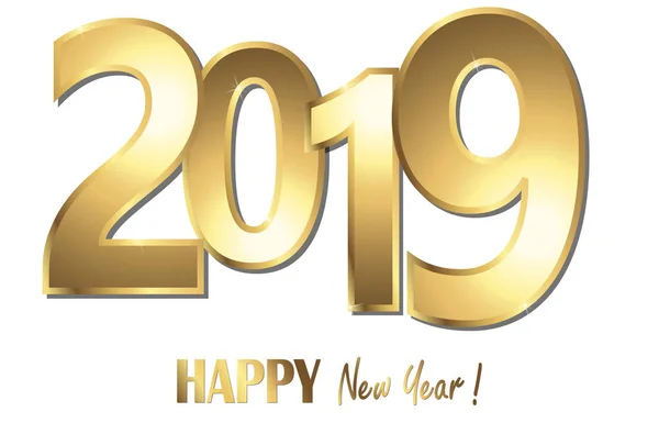 Frohe Neujahrsgrüße 2019 Mit Goldenen Zahlen Und Weißem Hintergrund — Stockvektor
