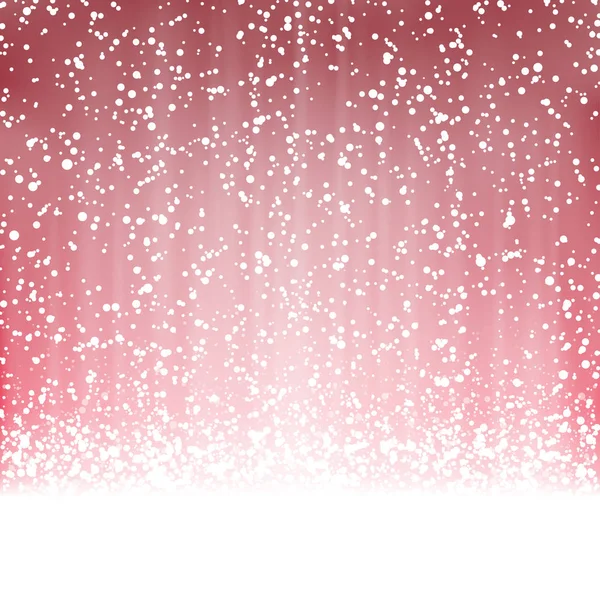 Fichier Vectoriel Avec Beaux Flocons Neige Tombant Sur Fond Rouge — Image vectorielle