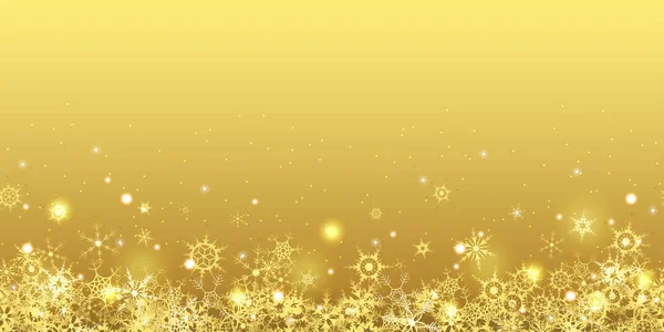 美しい雪のベクトル ファイル フレーク シームレスな黄金色比較色金と電光効果 — ストックベクタ