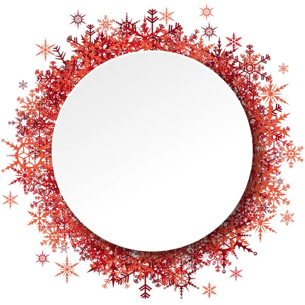 Red Snowflakes Empty Frame Christmas Winter Greetings White Background — Stock Vector