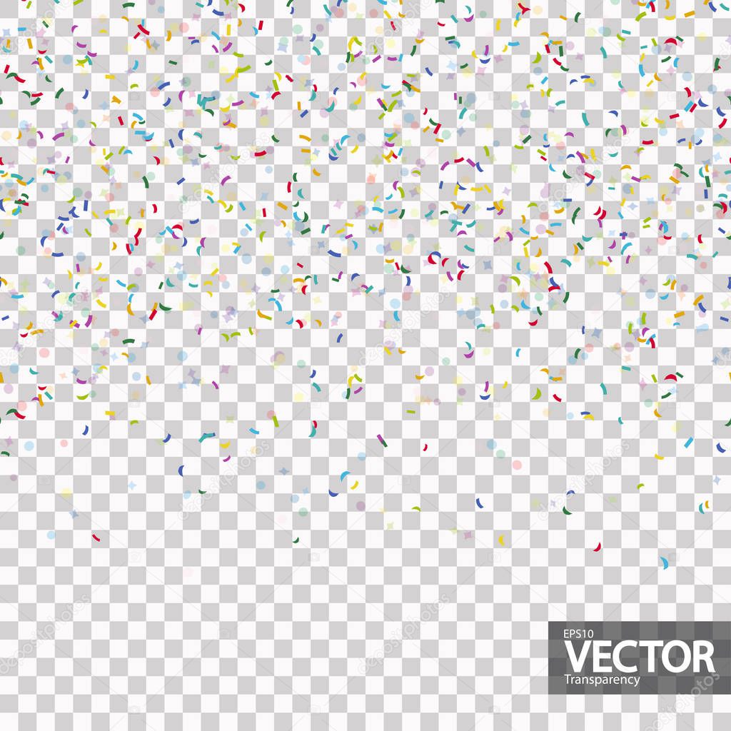 seamless background with different colored confetti for party time with transparency in vector fil