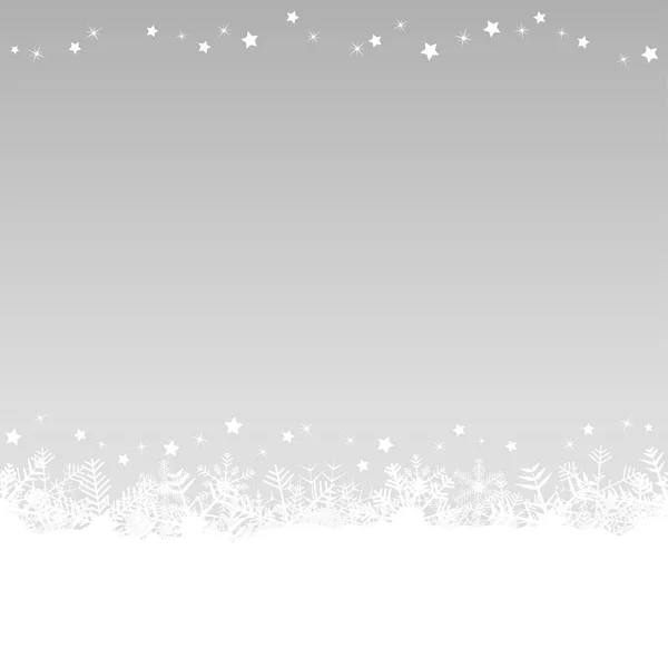 Белый Снег Хлопья Нижней Стороне Серебристый Цвет Рождественского Фона — стоковый вектор