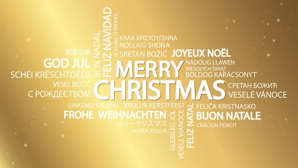 Nube Palabras Con Texto Feliz Navidad Diferentes Idiomas Medio Uno — Vector de stock