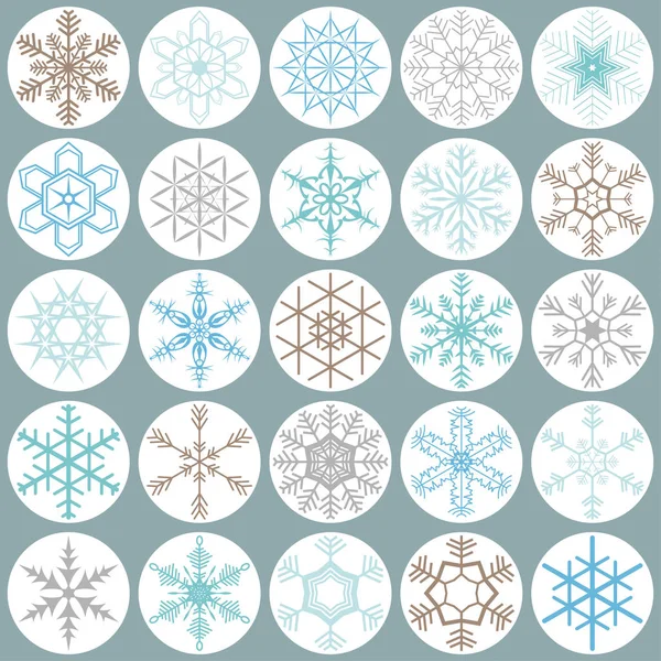 Collection Différents Flocons Neige Abstraits Pour Les Concepts Noël Hiver — Image vectorielle