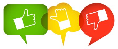 yeşil, kırmızı ve sarı konuşma baloncukları başparmakları yukarı ve aşağı