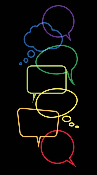 Illustration Farbiger Sprechblasen Rahmen Einer Reihe Mit Platz Für Text — Stockvektor