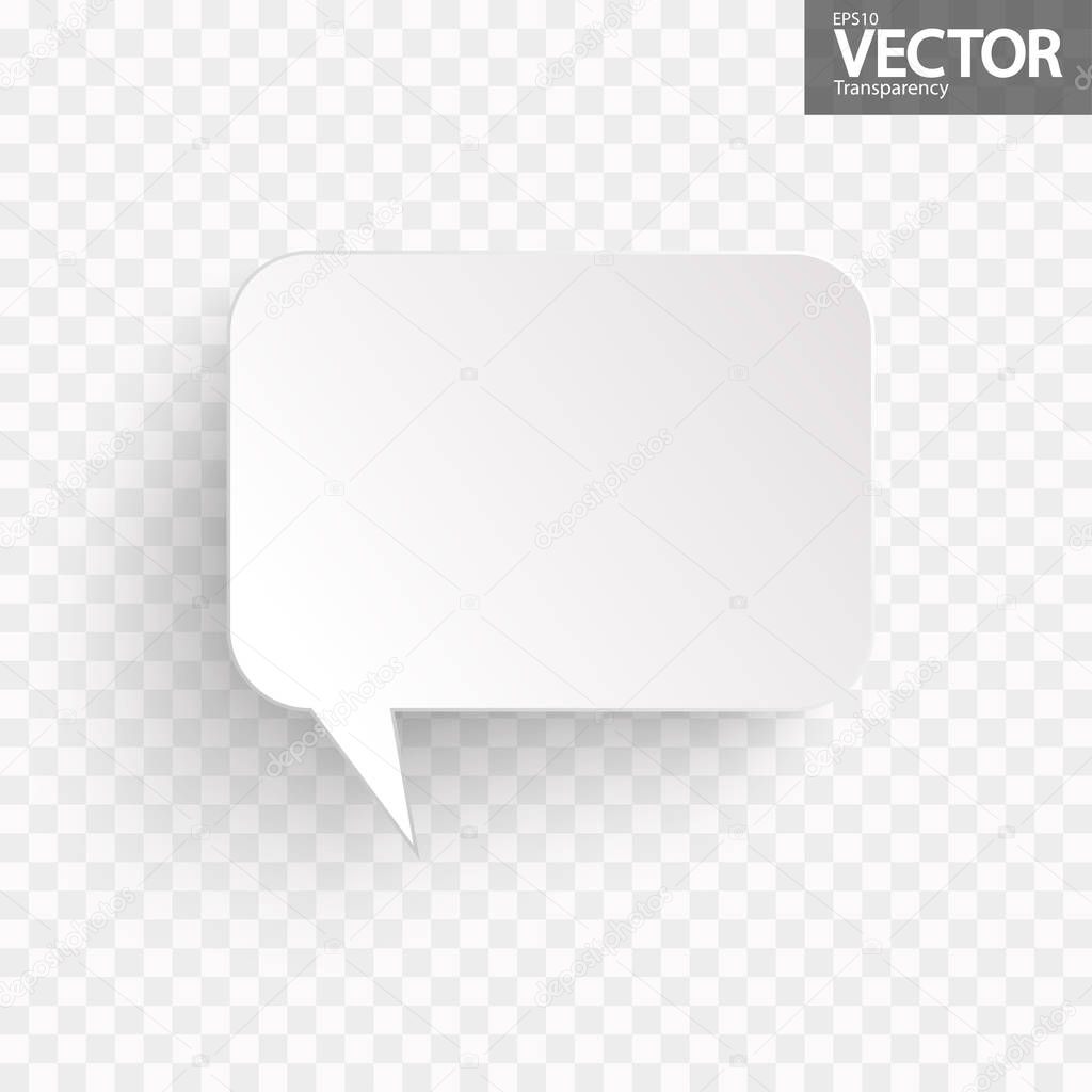 illustration of speech bubble with shadow looking like sticker with transparency in vector file