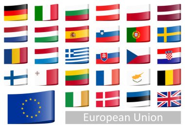 Avrupa Birliği'nin tüm ulusal ülkelerin bayrakları topluluğu