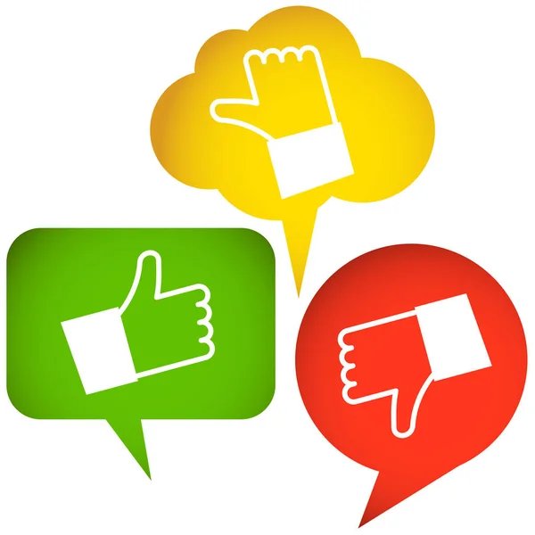 Green Red Yellow Speech Bubbles Thumbs — Stock Vector