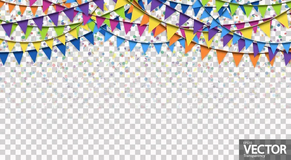 色の花輪とパーティーやベクトル フィルで透明に祭の使用のための紙吹雪背景 — ストックベクタ