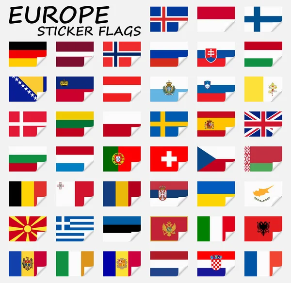 Zászlók Európa Összes Nemzeti Országokból Gyűjteménye — Stock Vector