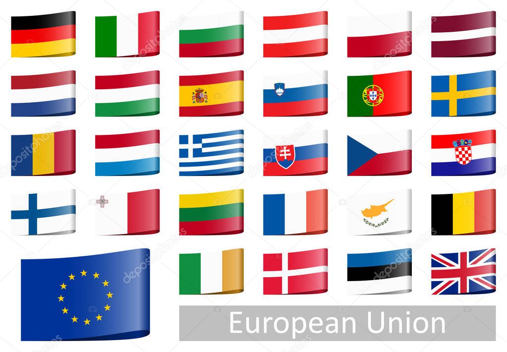 collection of flags from all national countries of European Union