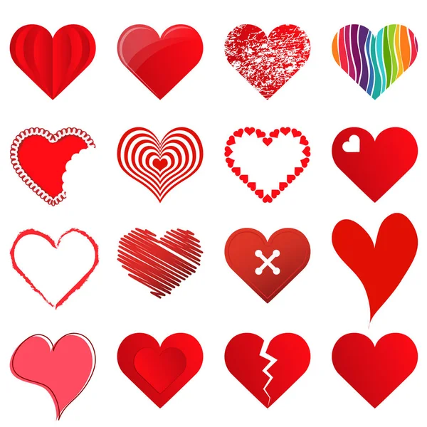 Συλλογή Από Διαφορετικές Όμορφες Καρδιές Για Την Ημέρα Αγίου Βαλεντίνου — Διανυσματικό Αρχείο