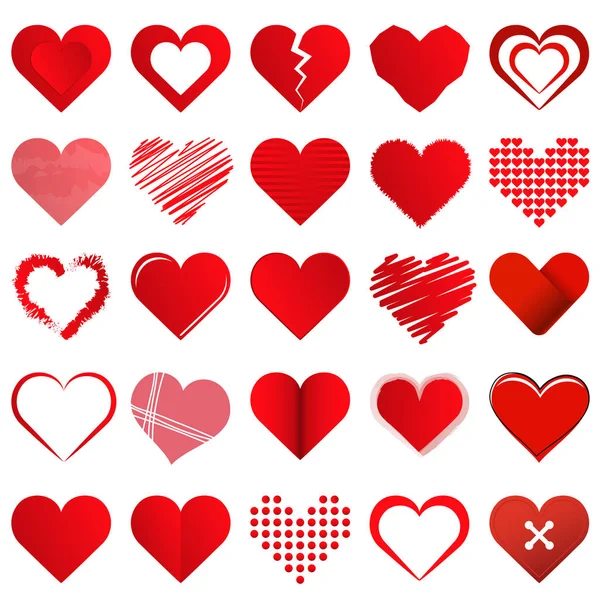 Collection Different Beautiful Hearts Valentine Love Time Mothers Day — Stock Vector