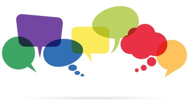 Metin için alanı olan renkli konuşma baloncuklarının çizimi