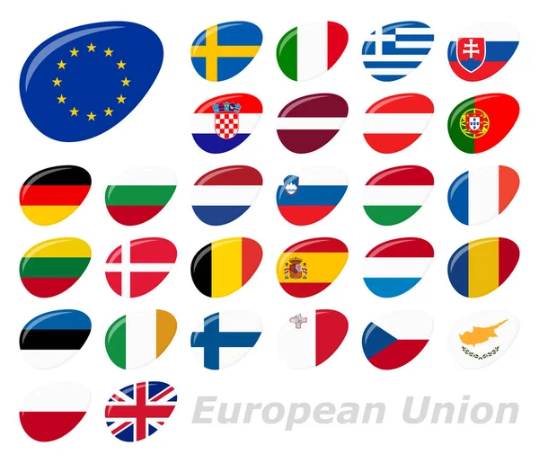 Recogida Banderas Todos Los Países Nacionales Unión Europea — Vector de stock