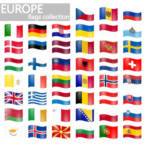 Collection Flags All National Countries Europe — Stock Vector