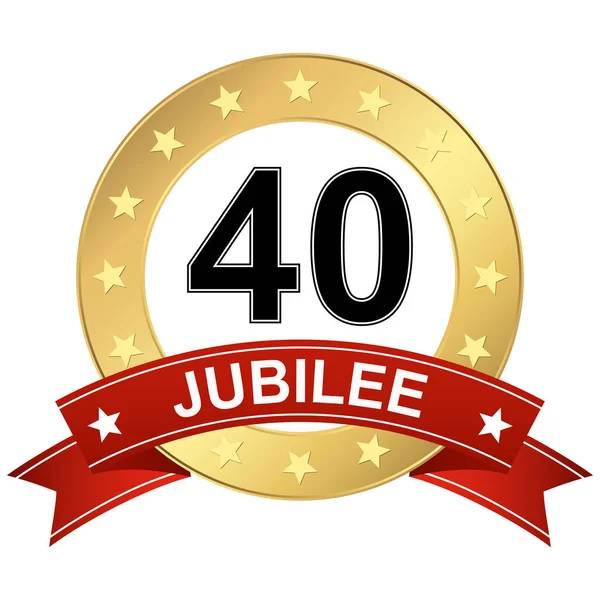 Jubilee Düğmesi Ile Yıldır Pazarlama Kullanmak Için Kırmızı Bayrak Yuvarlak — Stok Vektör