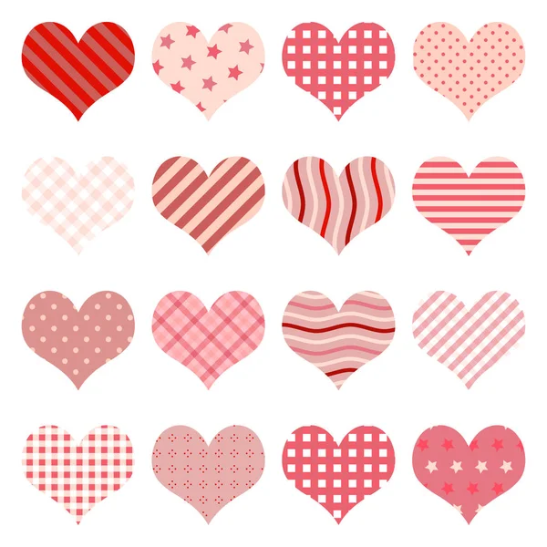 Колекція Різних Красивих Сердець Валентинки Час Любові Або День Матері — стоковий вектор