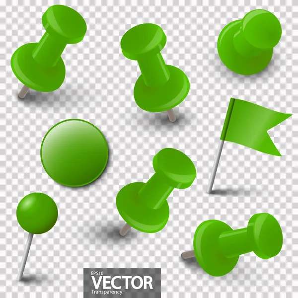 Colección Diferentes Agujas Alfiler Color Con Transparencia Vectorial — Vector de stock