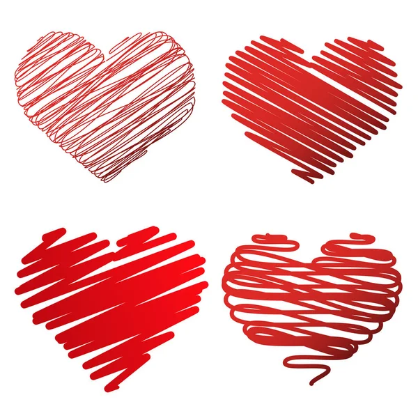 Quattro San Valentino Madri Giorno Speciale Amore Cuori Collezione Isolato — Vettoriale Stock