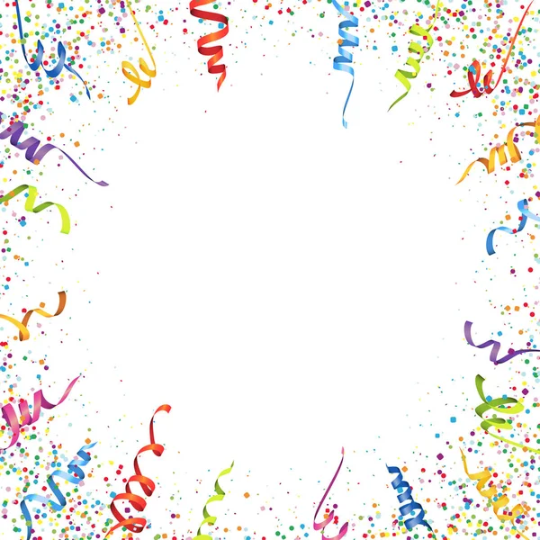 Illustration Vectorielle Confettis Colorés Banderoles Sur Fond Blanc Pour Fête — Image vectorielle