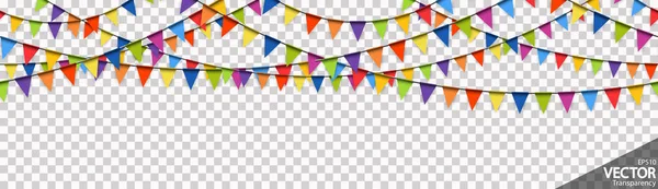 ベクター ファイルで透明にパーティーやカーニバル用色花輪のシームレスな背景のイラスト — ストックベクタ