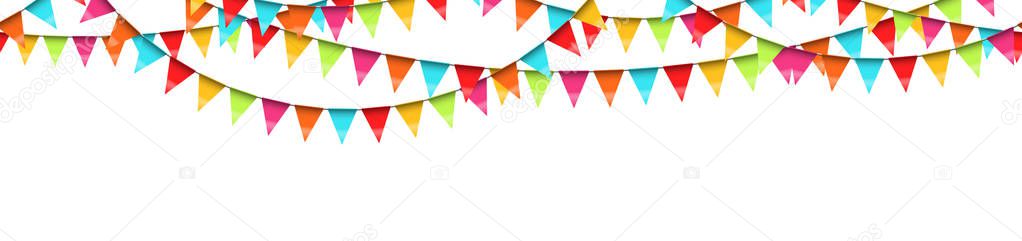 vector illustration of seamless colored garlands on white background for party or carnival usage