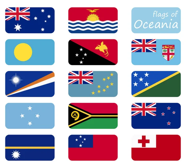 Alle land vlaggen van Oceanië — Stockvector