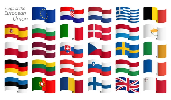 欧州連合のすべての国の旗 — ストックベクタ