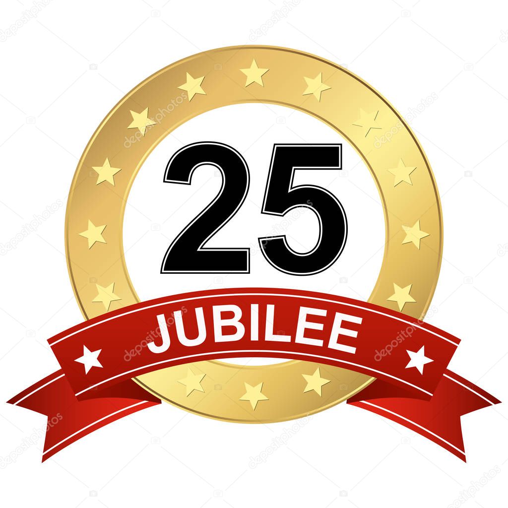 Jubilee button with banner 25 years