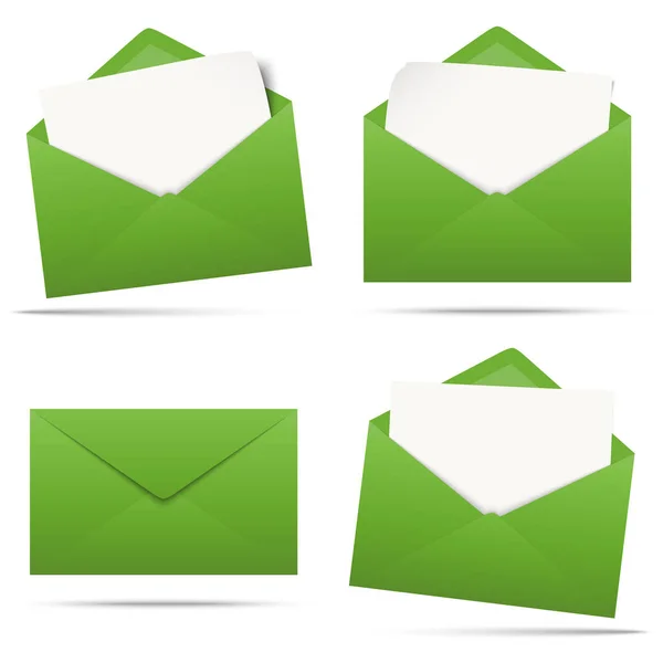 Colored envelopes with empty paper — Stock Vector