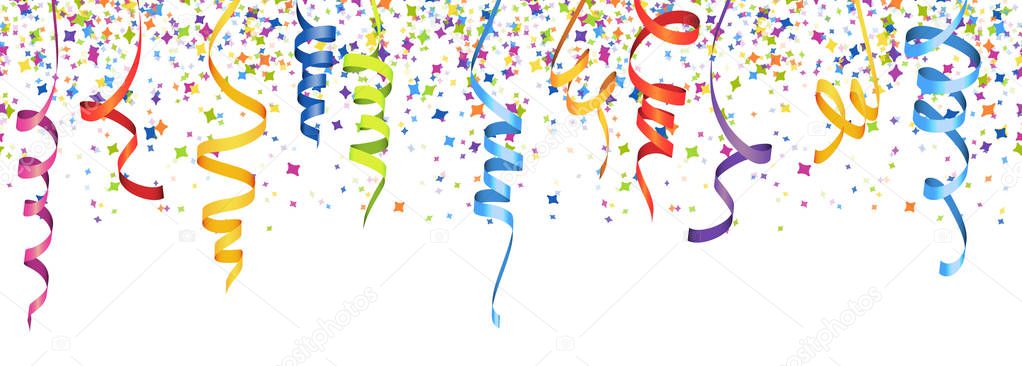 seamless colored confetti and streamers