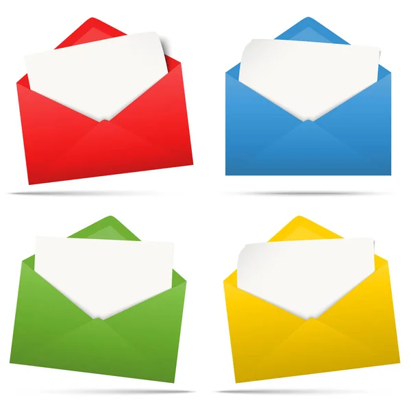 Colored envelopes with empty paper — Stock Vector