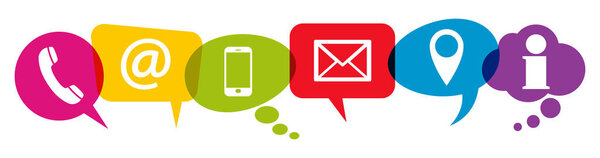 цветные речевые пузыри с иконками связи