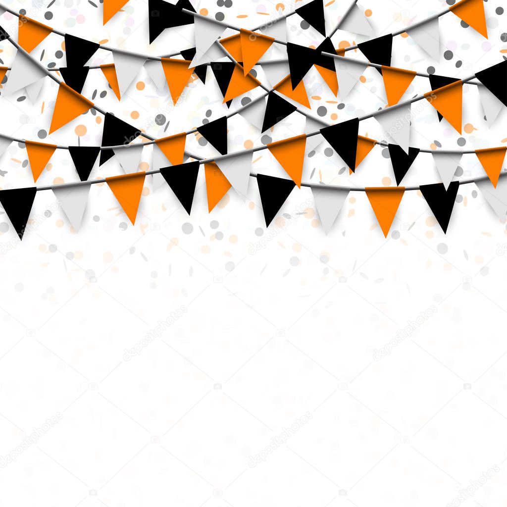 Halloween confetti and garlands background