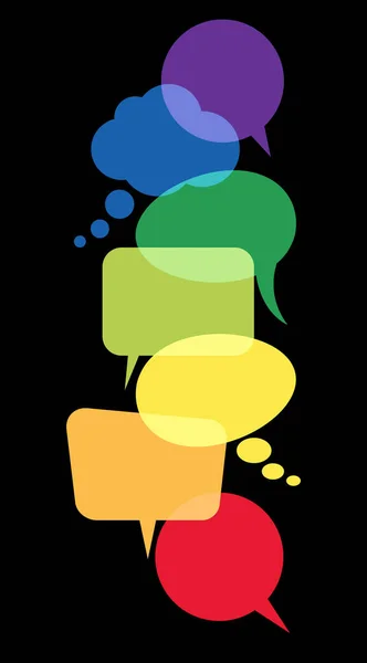Bolhas de fala coloridas em uma fileira — Vetor de Stock