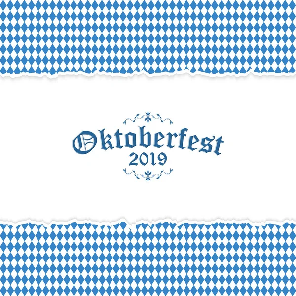 Fondo Oktoberfest 2019 con papel rasgado — Vector de stock