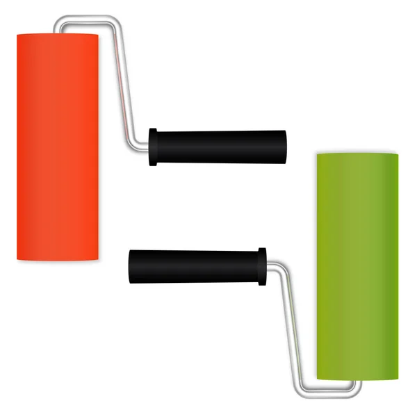 Verf roller-groen en rood — Stockvector