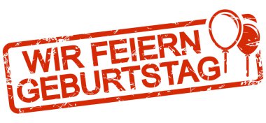 metin Wir feiern Geburtstag ile kırmızı damga