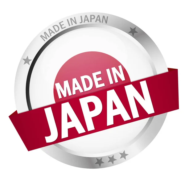 Japonya'da Yapılan Banner ile Düğme — Stok Vektör