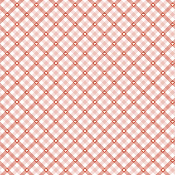 Checkered background with hearts — Stock Vector